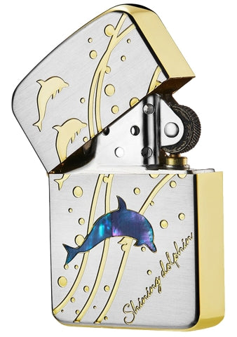 ZA-3-191A 1941 Replica Lucky Dolphin Windproof Lighter – Gold