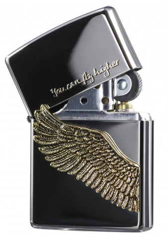 ZA-1-2A Wings in Flight Windproof Lighter – Black Ice