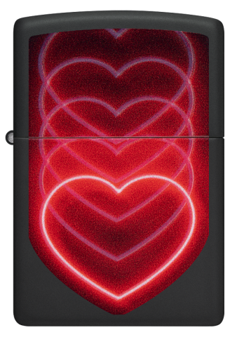 48593 Black Light Heart Waves Windproof Lighter
