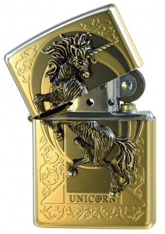 ZA-1-32A Regal Unicorn Windproof Lighter – Gold
