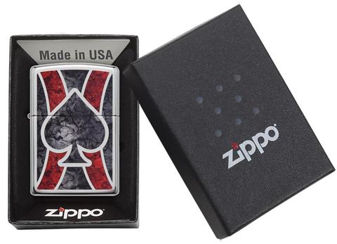 28952 Psychedelic Red and Black Spade Ace Windproof Lighter