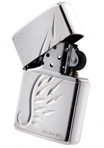 ZA-5-32B Armor® Engraved Silver Wings Windproof Lighter