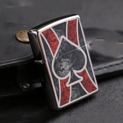 28952 Psychedelic Red and Black Spade Ace Windproof Lighter