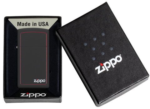 1618ZB Slim Red Frame Black Matte Windproof Lighter