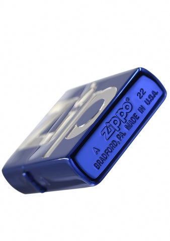 ZA-3-234C Classic Logo Windproof Lighter – Sapphire Blue & Silver