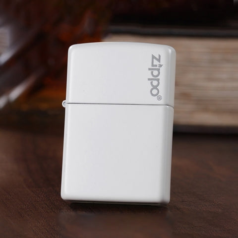 214ZL White Matte Zippo Logo Windproof Lighter