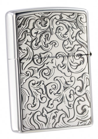 ZA-3-6A Elegant Arabesque Windproof Lighter – Antique Silver