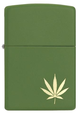 29588 Green Cannabis Leaf Windproof Lighter