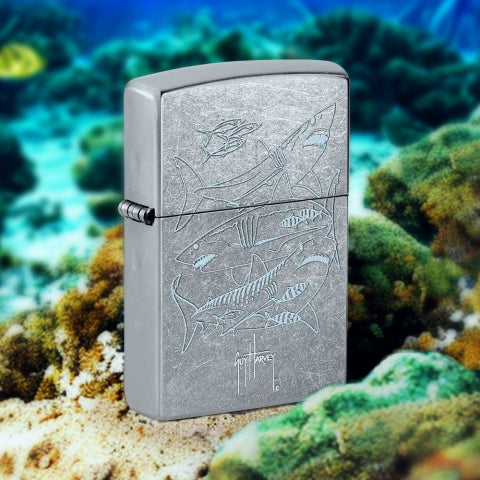 48595 Guy Harvey Shark Collage Windproof Lighter