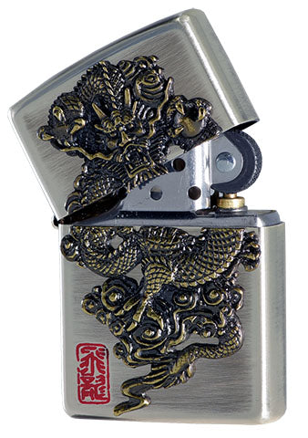 ZA-2-59C Dragon and Pearl Design Windproof Lighter