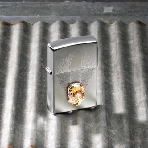 49034** 金色水晶骷髏防風打火機