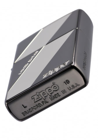 ZA-3-123A Diagonal Grid Windproof Lighter – Black & Silver