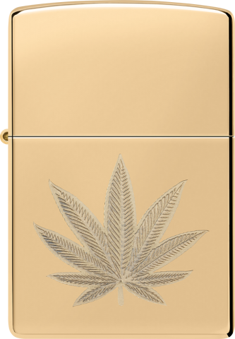 46560 Golden Cannabis Leaf Windproof Lighter