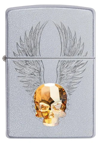 49034 Gold Crystal Skull Windproof Lighter