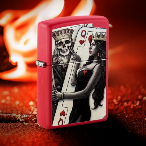 48624 Skull King & Queen of Hearts Windproof Lighter
