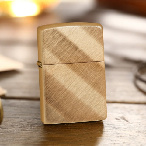 29675 Classic Brass Diagonal Brushed Texture Windproof Lighter