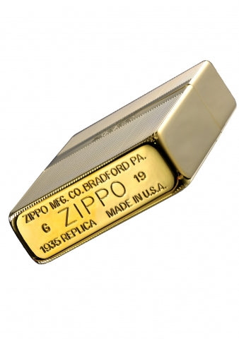ZA-3-136A 1935 Replica Striped Windproof Lighter – Gold