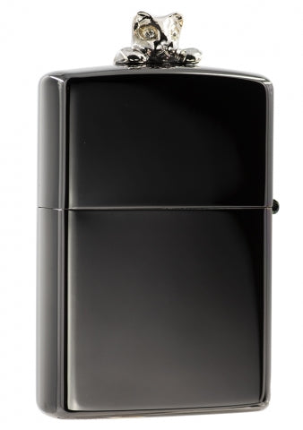 ZA-3-179A Cat on a Wall Windproof Lighter – Black Ice & Silver