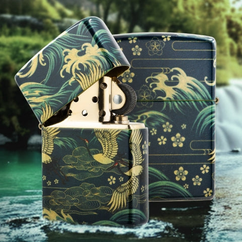 48684 Crane over the Sea Windproof Lighter