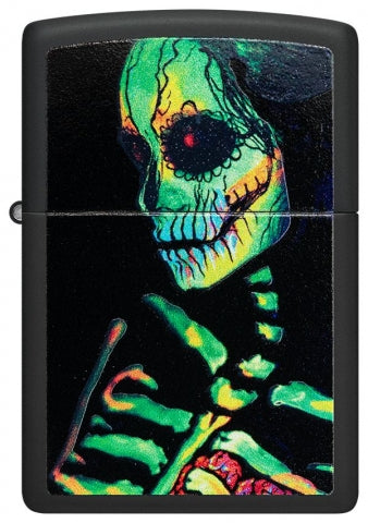 48761 Glow-in-the-Dark Skeleton Windproof Lighter (Includes Blue-Light Keychain, Assorted Color)