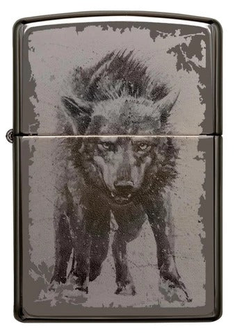 49073 Grey Shadow Wolf Windproof Lighter