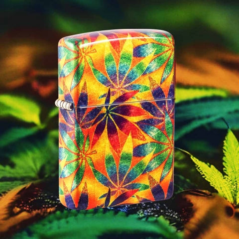 48776 Colorful Cannabis Leaf Windproof Lighter