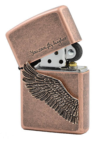 ZA-1-2C Wings in Flight Windproof Lighter – Antique Copper
