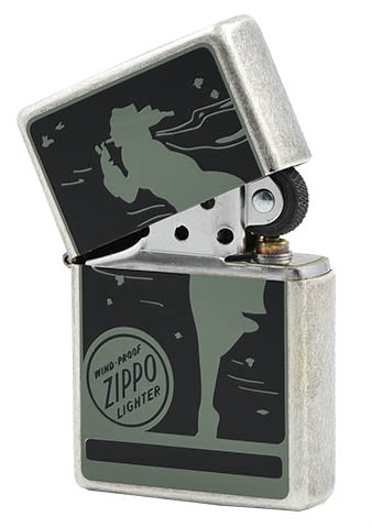 ZA-1-144A Windy Logo Windproof Lighter – Antique Silver