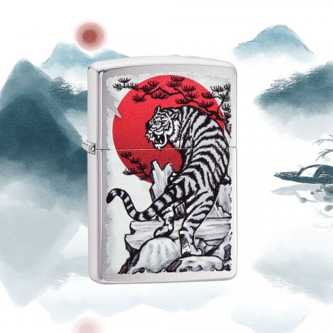29889 Asian Tiger Design Windproof Lighter