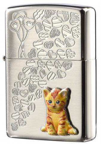 ZA-4-85B Ginger Cat with Heart Windproof Lighter