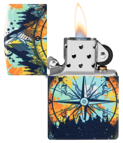49805 Surround Adventure Compass (Glow-in-the-Dark Paint) Windproof Lighter (Includes one blue light keychain - random color)