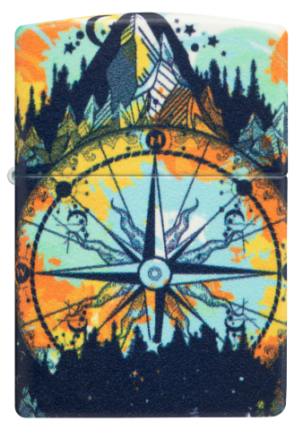 49805 Surround Adventure Compass (Glow-in-the-Dark Paint) Windproof Lighter (Includes one blue light keychain - random color)