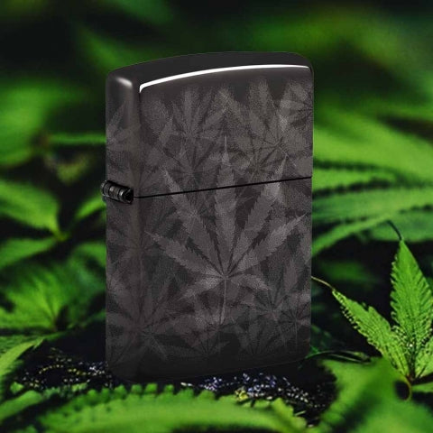 48924 Misty Cannabis Leaf Windproof Lighter