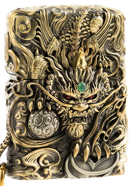 Z-074 Lucky Pixiu (Antique Gold) Windproof Lighter