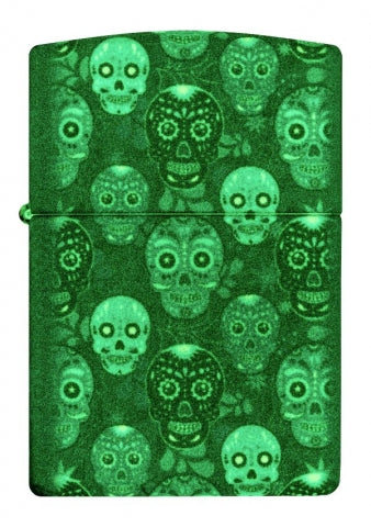 46017 Sugar Skull Windproof Lighter (Includes Blue-Light Keychain, Assorted Color)
