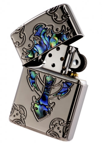 ZA-1-147A Armor® Black Ice Shell Cross Windproof Lighter