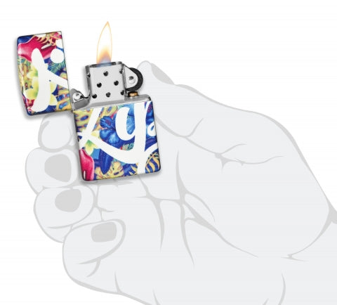 49436 Wraparound Vivid Floral Windproof Lighter