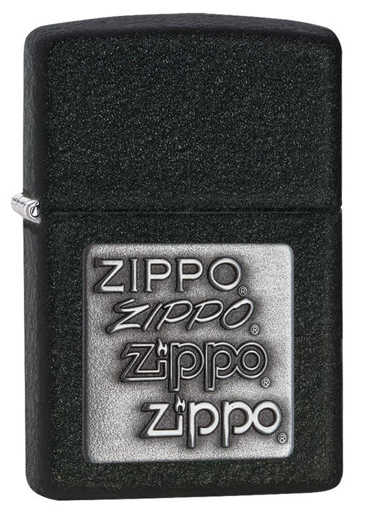 363 Black Crackle® Windproof Lighter with Silver-Tone Emblem