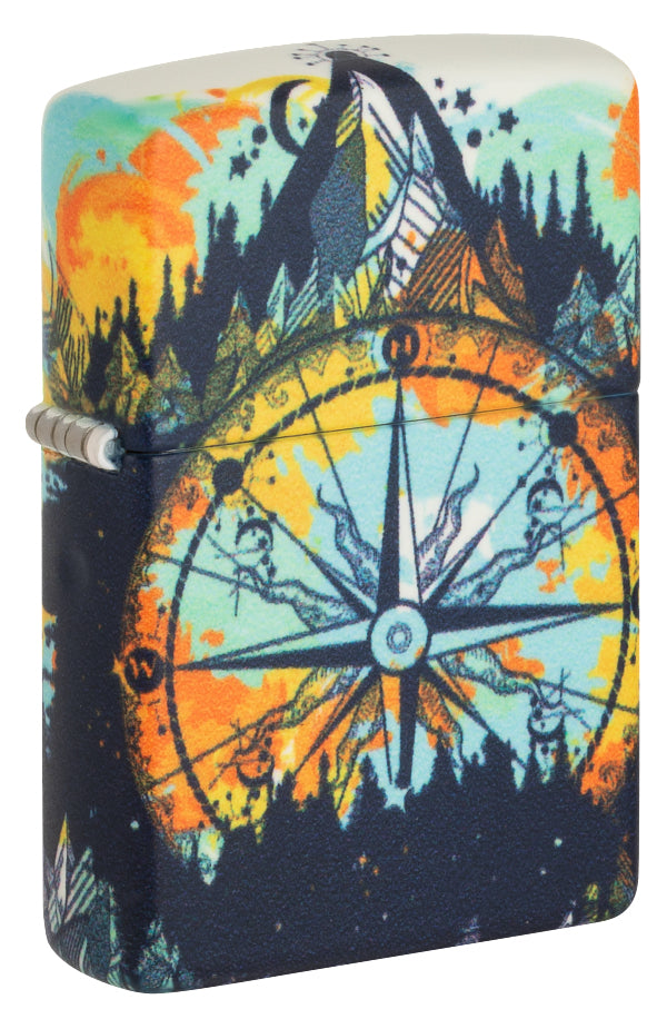 49805 Surround Adventure Compass (Glow-in-the-Dark Paint) Windproof Lighter (Includes one blue light keychain - random color)