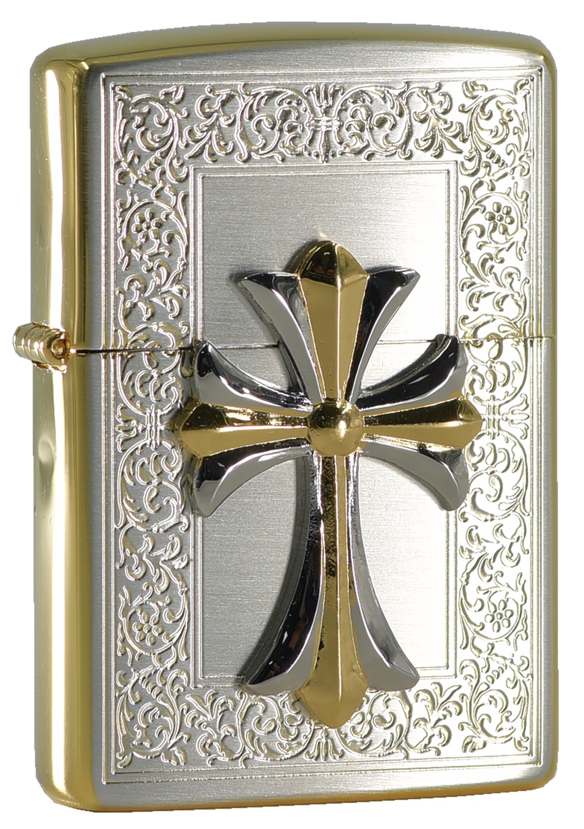 ZA-5-17A Two-Tone Ornamental Cross Windproof Lighter