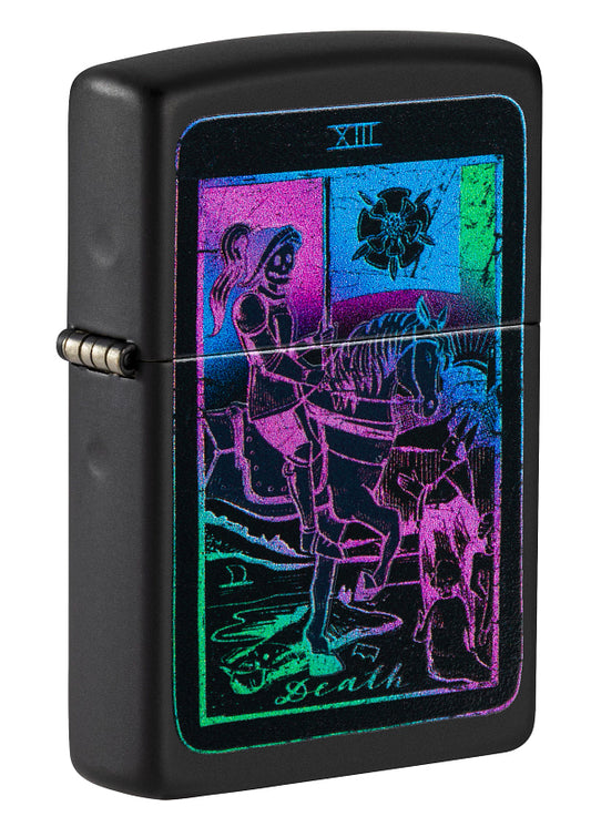 49698 Black Light Tarot Card Windproof Lighter (Includes Blue-Light Keychain, Assorted Color)