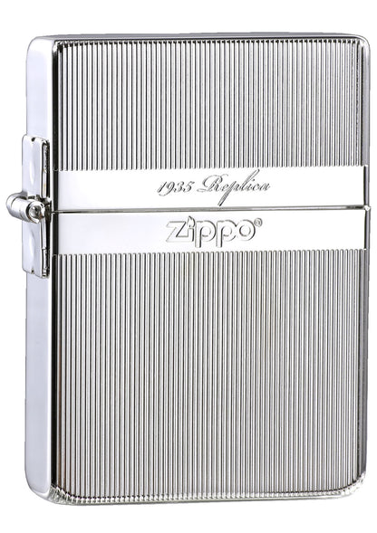 ZA-3-136B 1935 Replica Striped Windproof Lighter – Silver