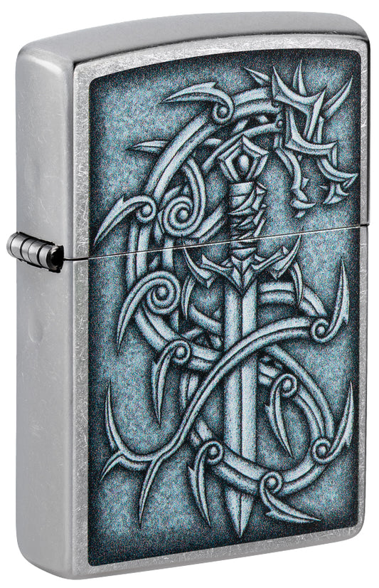48365 Medieval Dragon & Silver Sword Windproof Lighter