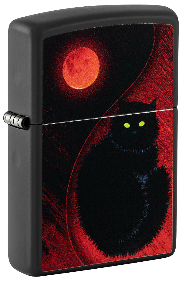 48453 Black Cat & Red Moon Windproof Lighter