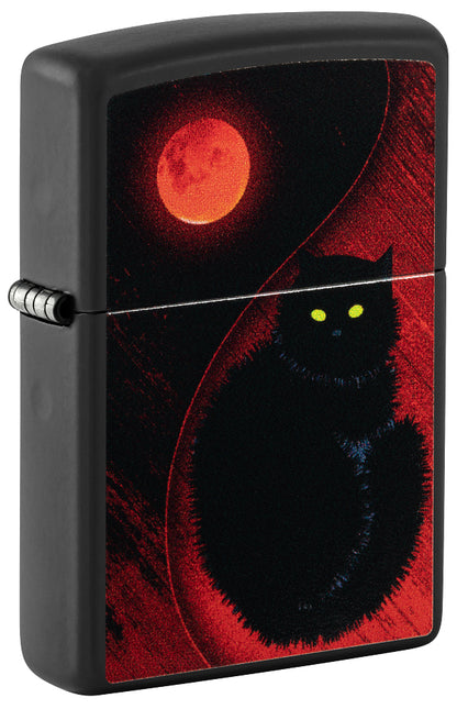 48453 Black Cat & Red Moon Windproof Lighter