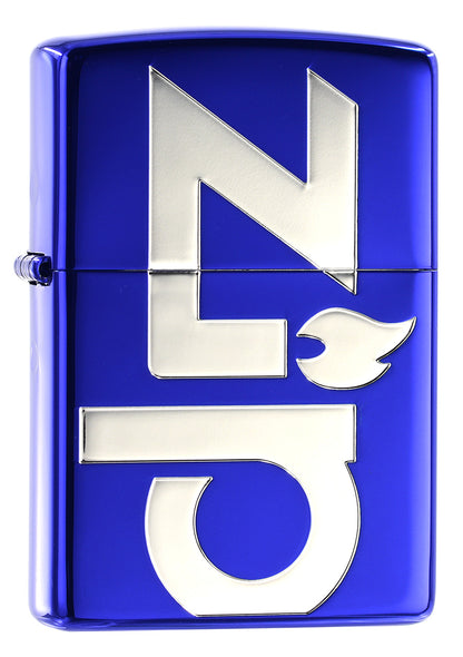 ZA-3-234C Classic Logo Windproof Lighter – Sapphire Blue & Silver