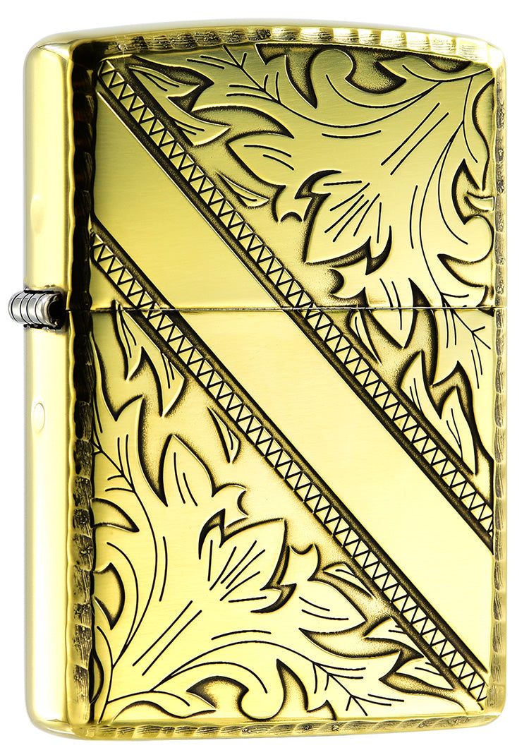 ZA-3-8A Diagonal Vine Pattern Windproof Lighter – Antique Copper