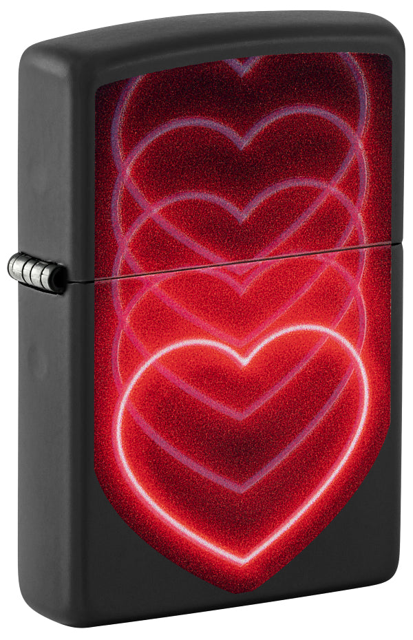48593 Black Light Heart Waves Windproof Lighter