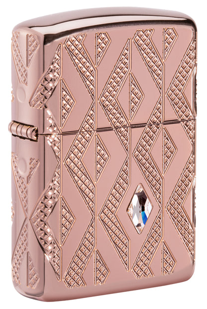 49702 Armor® Rose Gold Geometric Crystal Windproof Lighter