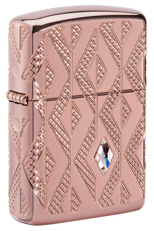 49702 Armor® Rose Gold Geometric Crystal Windproof Lighter